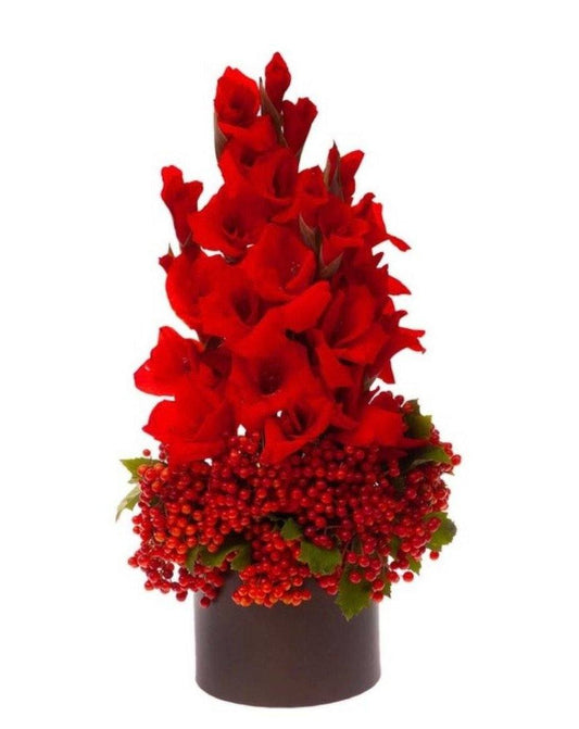 Gladiolus and Berry Festive Tree Arrangement