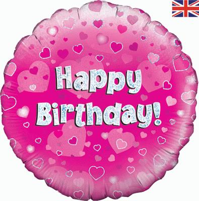 18 Foil Balloon - Pink Happy Birthday