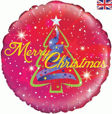 18 Foil Balloon - Merry Christmas - Tree Image