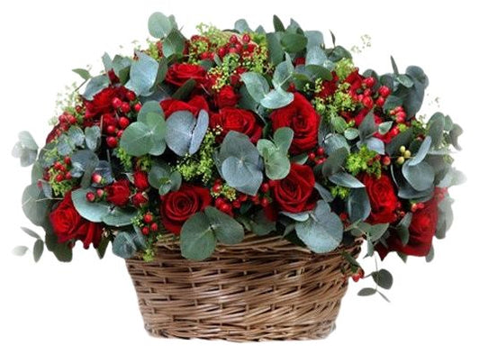Gorgeous Love Basket of Roses and Hypericum